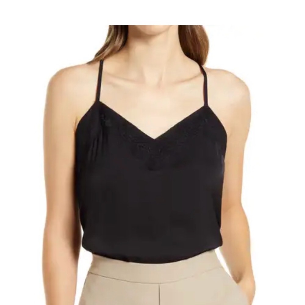 Nwt halogen racerback lace cami black Medium